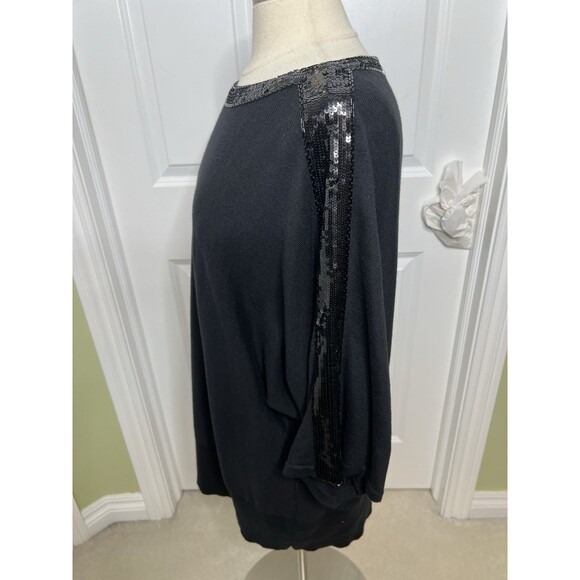 Talbots Woman knit Sweater Plus 2XL Kimono Sleeve Sequin Boat Neck Black New - Picture 6 of 10